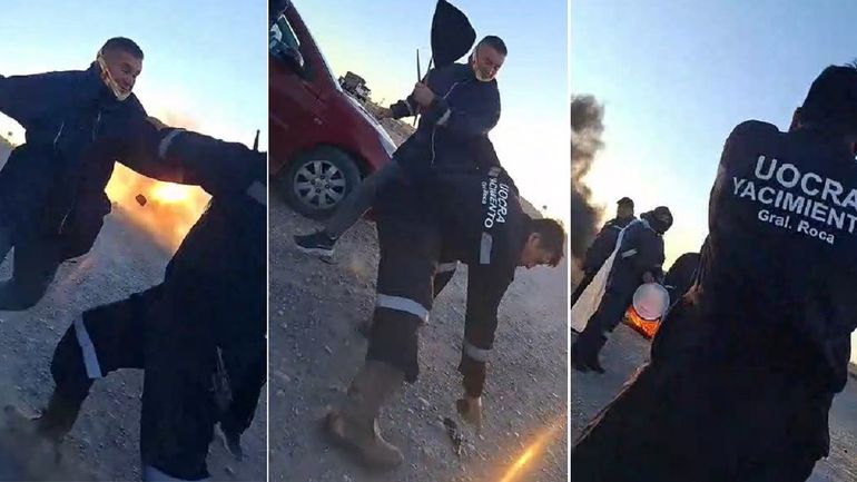 Un delegado de la Uocra irrumpió armado en una protesta.