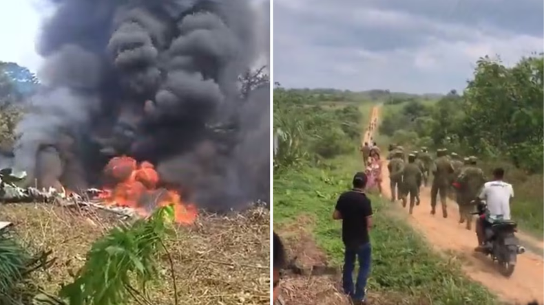 Un avión de la Fuerza Aérea de Colombia se estrelló con más de 100 soldados a bordo