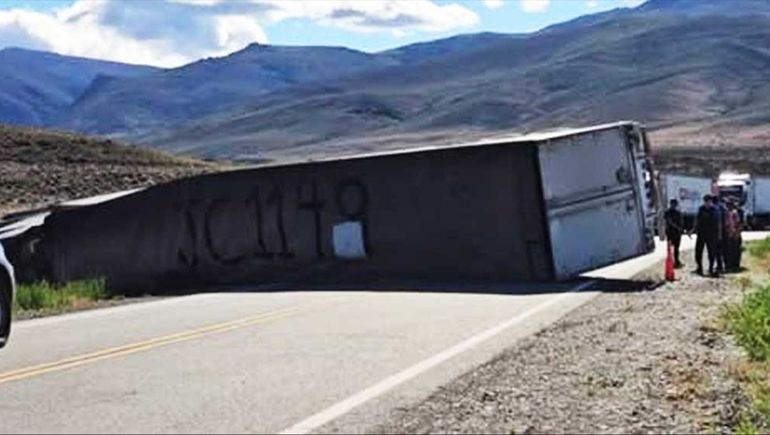 El vuelco del camión chileno que circulaba por la Patagonia argentina obligó a cerrar la ruta 40 hasta que Vialidad Nacional logró removerlo.