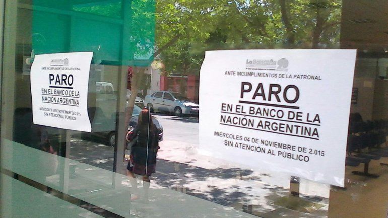 No hubo atención en el Banco Nación por un paro