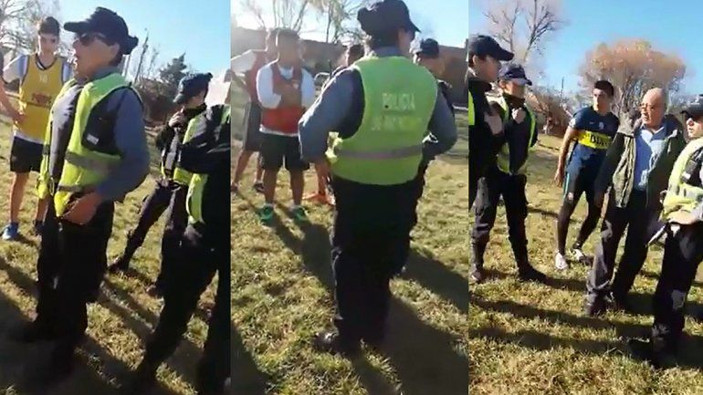 Chicos jugaban un partido en la plaza y la Policía se los quiso llevar detenidos en Roca