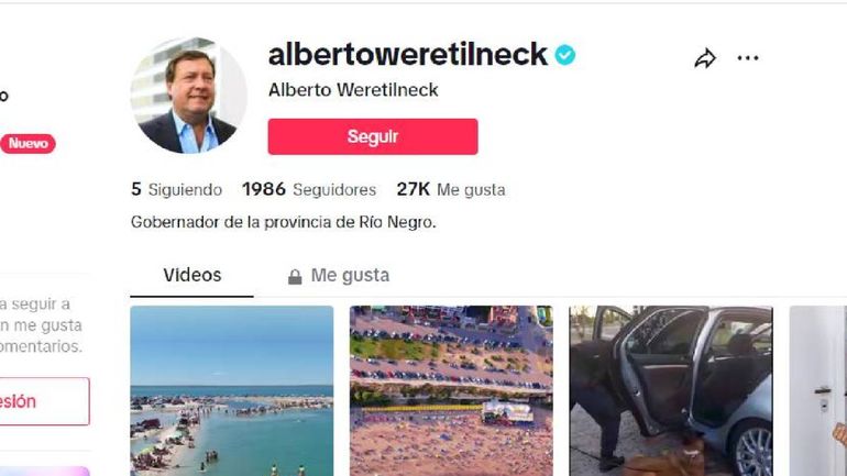 Alberto Weretilneck afina su comunicación en las redes y ahora se perfila como tiktoker.&nbsp;