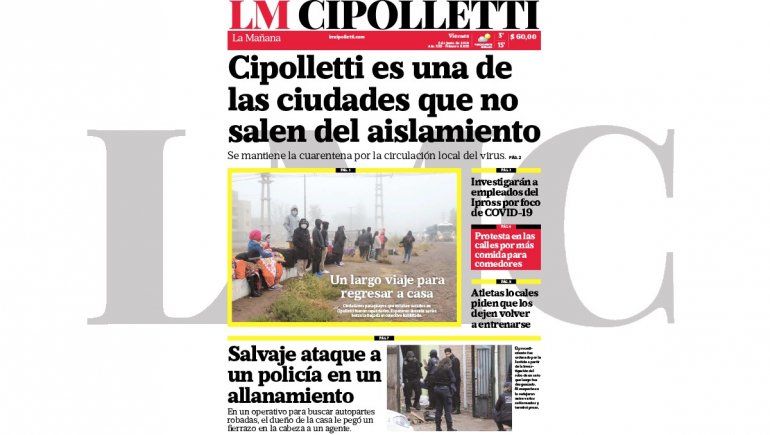 La edición impresa de LM Cipolletti de hoy