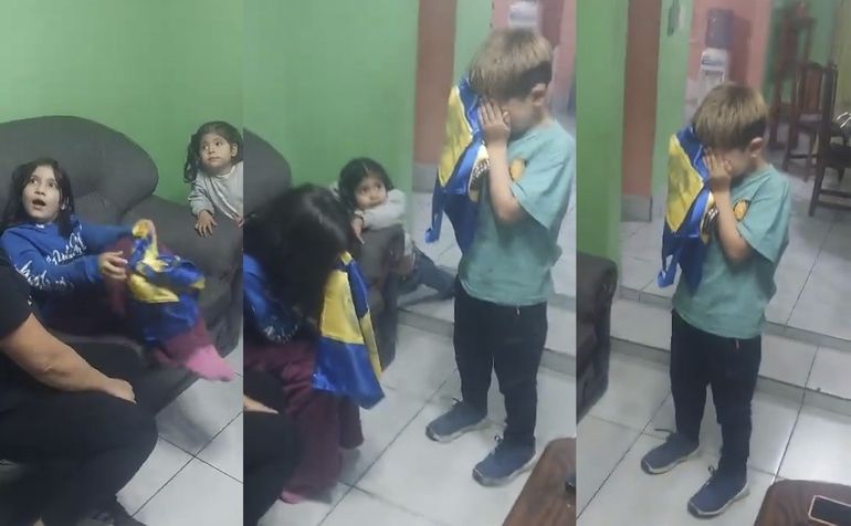 Abuelo cipoleño sorprende con entradas para el Boca-River a nietitos, que lloran de emoción