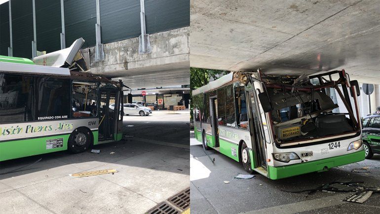 Calculó mal y chocó el colectivo contra un puente