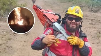 Manuel es brigadista desde los 18 años. Casi queda encerrado por el incendio en El Bolsón. Foto: gentileza diario jornada.