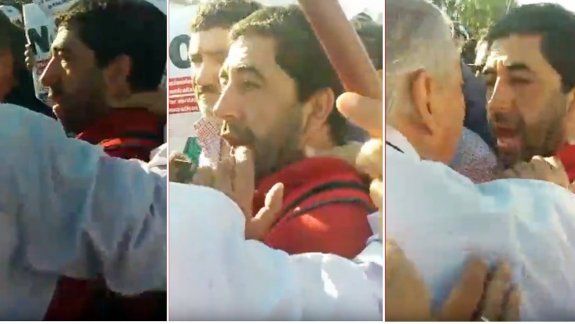 El encontronazo entre un funcionario y dirigentes de Unter fue grabado por un celular y se viralizó.