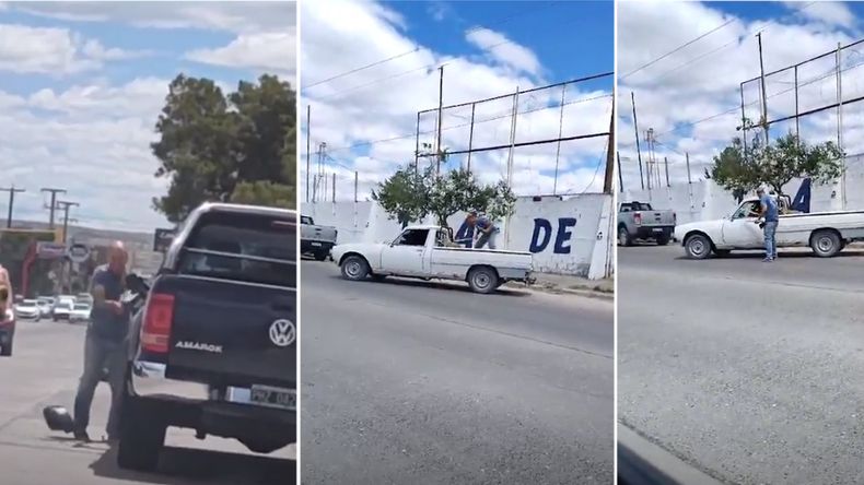 Video: el insólito motivo por el que agarró a palazos a la camioneta del amigo