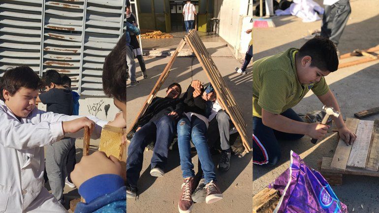 Corazón de oro: alumnos de primaria construyeron cuchas para los perritos de la Isla Jordán