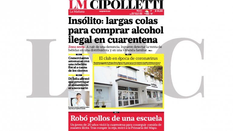 La edición impresa de LM Cipolletti de hoy