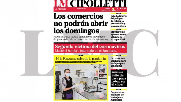 La edición impresa de LM Cipolletti de hoy