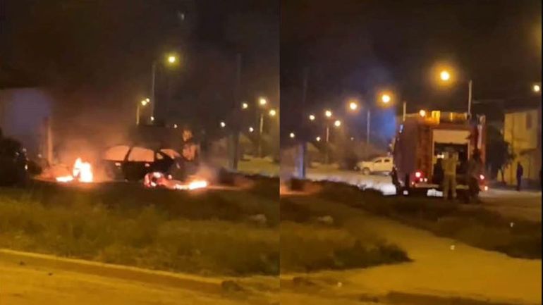 El fuego afectó severamente al vehículo y tuvo que acudir una dotación de bomberos para apagarlo. 