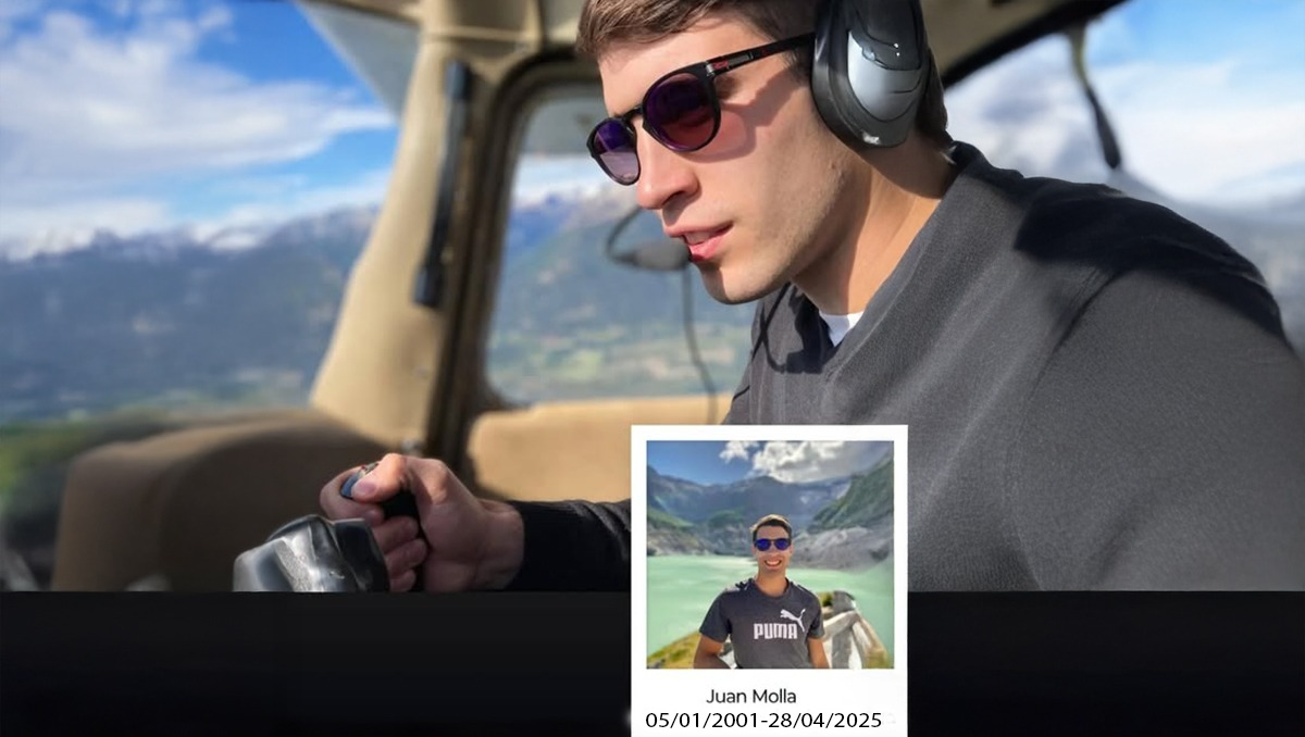 Juan Molla en pleno vuelo, su gran pasión. Lo despiden con dolor.