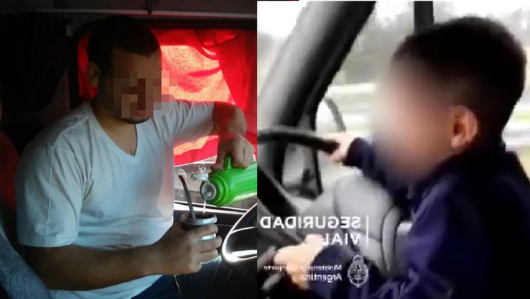 Dale boludo...: obligó a conducir el camión a su hijo de 7