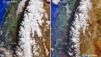 la impactante imagen que muestra la cordillera sin nieve