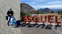 Mario Fuentes, en uno de los viajes con la Econo Power C90 que realizó a Esquel.