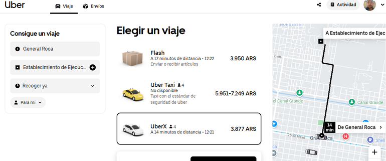 UBER funciona de manera no regulada en General Roca.