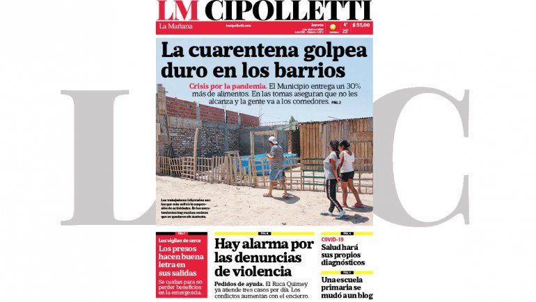 La edición impresa de LM Cipolletti de hoy