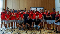 el rojo presento el plantel para la liga federal de basquetbol