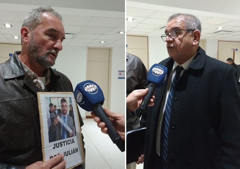 Dobra junto a su abogado querellante, Oscar Pineda.