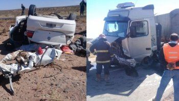 dos muertos en un choque entre un camion y un auto en el chocon