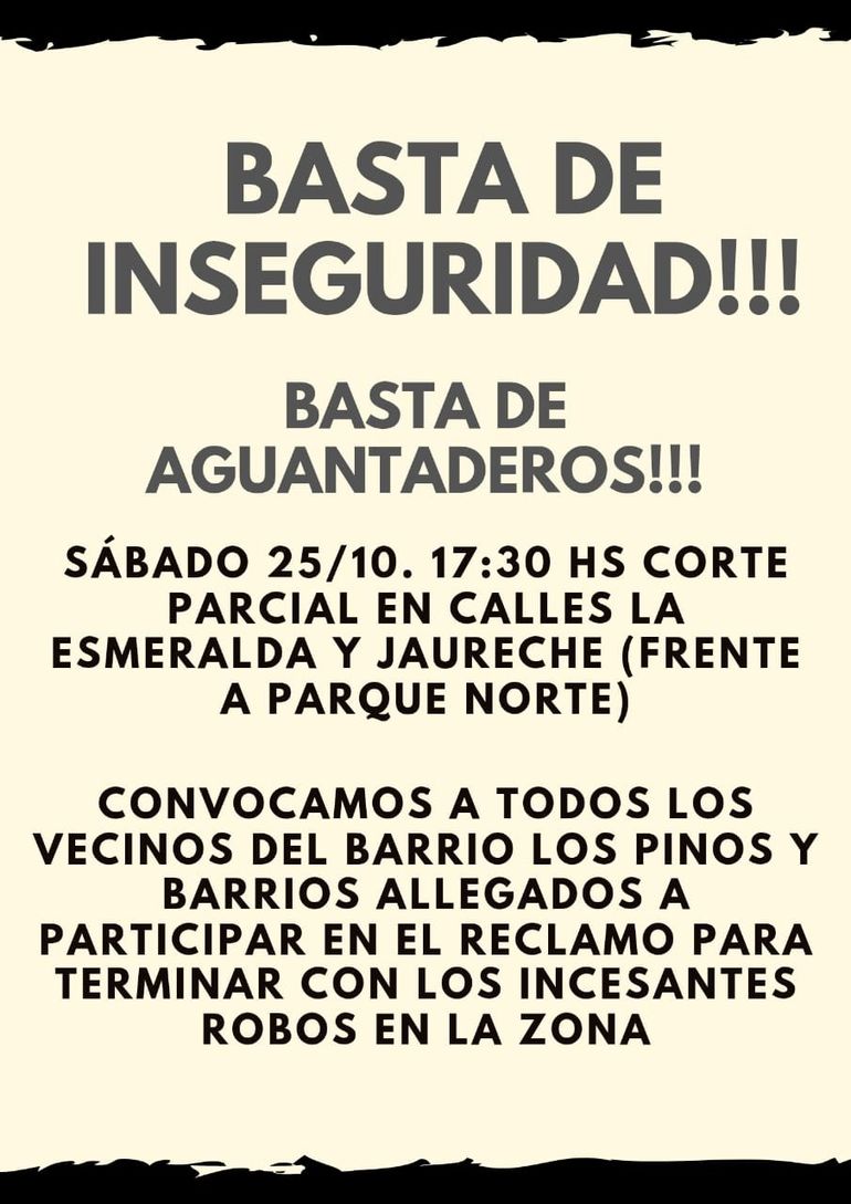 El flyer que circula en redes sociales y grupos vecinales.