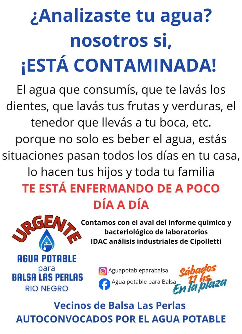 En la comunidad de Las Perlas, hay gran malestar y preocupación por los problemas que presenta el servicio existente de agua. Muchas veces, el agua falta o escasea. Ahora, se comprobó también que en algunos lugares no es apta para el consumo.