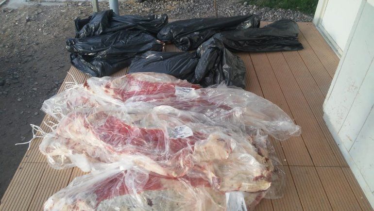 Ruta 151: llevaba 200 kilos de carne ilegal y escondió todo en bolsas