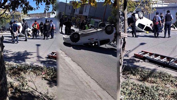 Espectacular choque y vuelco en el barrio Don Bosco