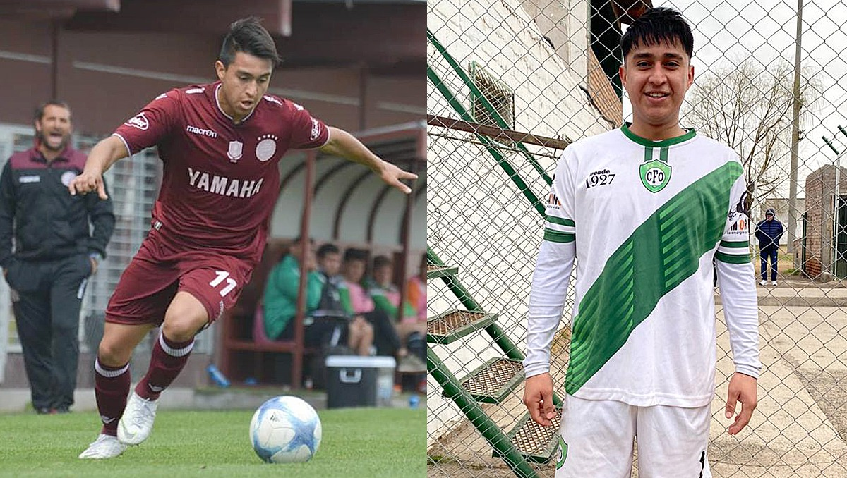 Ayer y hoy. Natan con la camiseta de Lanús y la del Trueno Verde.