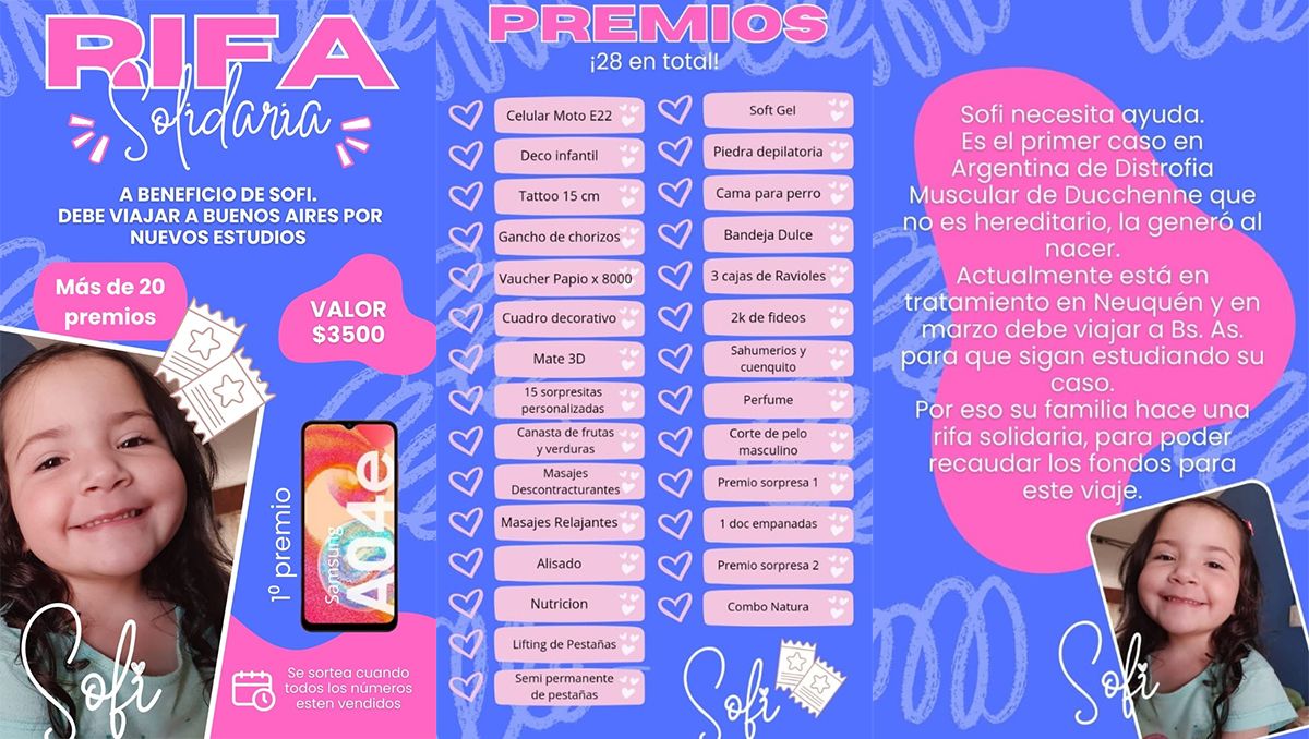 Lanzan rifa para reunir fondos para una niña con una enfermedad única en el país