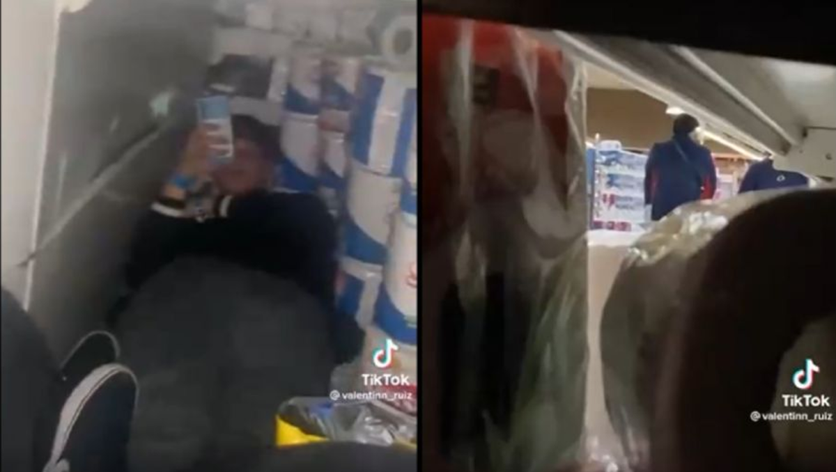 Dos jóvenes pasaron la noche dentro de un súper y lo filmaron