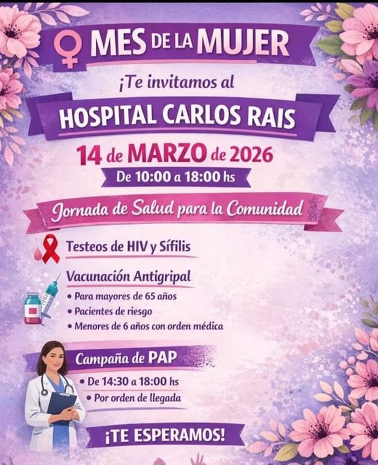 La jornada de salud ser&aacute; desde las 10 hasta las 18 horas.&nbsp;