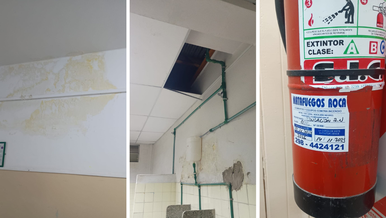 Además de los problemas en los baños, se constató extintores vencidos y filtraciones de humedad. Además de los problemas en los baños, se constató extintores vencidos y filtraciones de humedad.