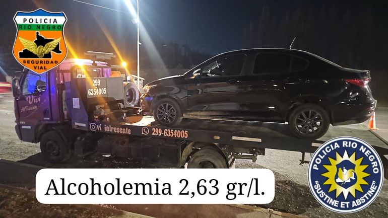 Una mujer de 34 años registró alcoholemia positiva de 2,63 g/l en un control sobre ruta nacional 22.