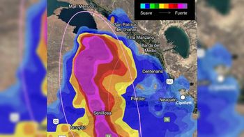 El mapa de las tormentas en el Alto Valle. (Foto: Fernando Frassetto)