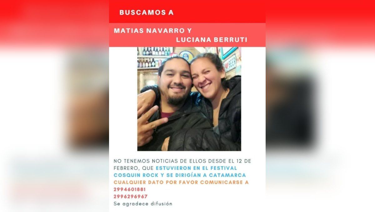 Apareció la pareja que había desaparecido tras el Cosquín Rock