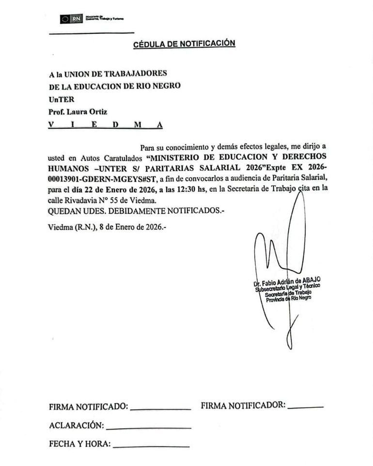 Se oficializó la convocatoria a la mesa salarial para el 22 de enero.