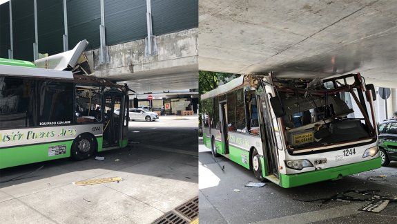Calculó mal y chocó el colectivo contra un puente
