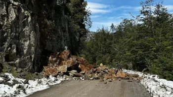 Personal de Parques Nacionales intervino rápidamente para despejar parte del camino de ripio que conecta Trevelín con la comarca andina en Chubut.