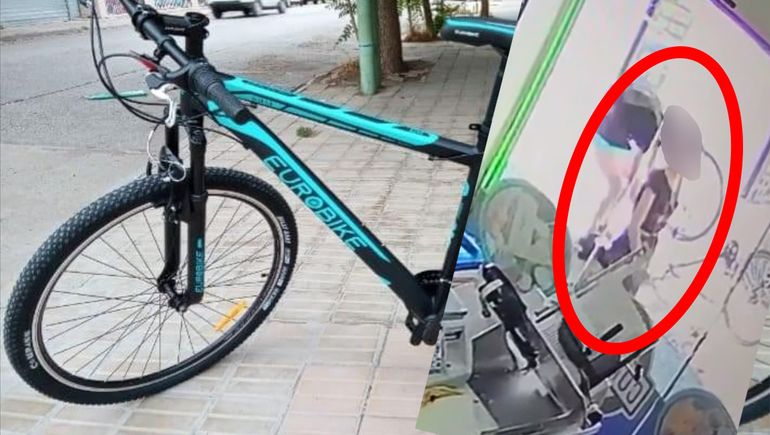 Una pareja robó una bicicleta frente a las cámaras de seguridad de un negocio