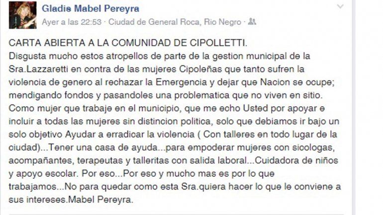 Lazzaretti y Pereyra se cruzaron con fuertes acusaciones en Facebook