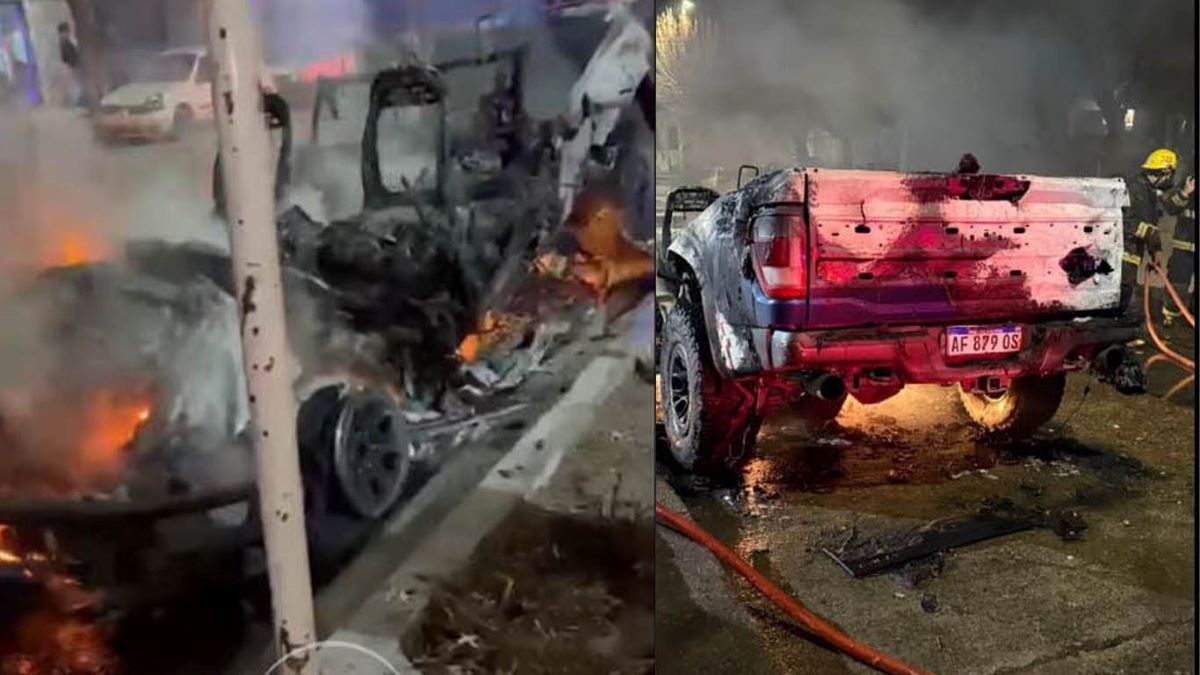 La camioneta quedó totalmente destruida por el fuego. Ocurrió en pleno centro de Roca y hay sospecha que fue incendiada.&nbsp;