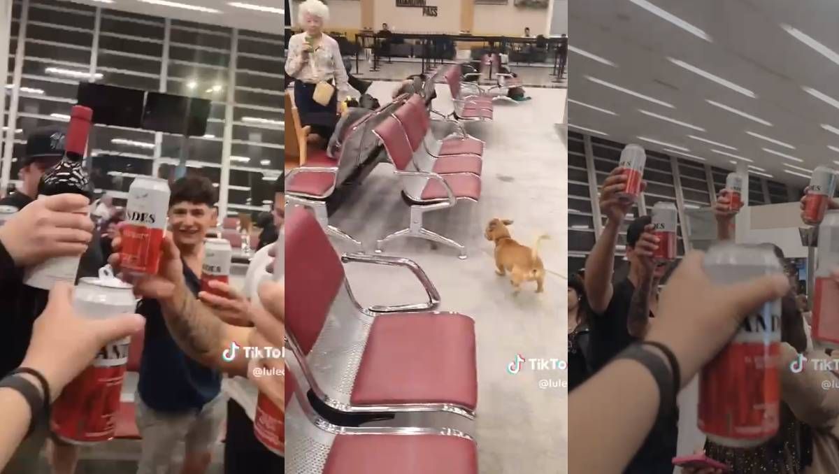 El desopilante video de la fiesta con alcohol y música de los pasajeros  varados en el aeropuerto de Neuquén