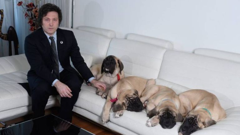 Javier Milei y una de las últimas fotos con sus perros. Foto: Caras.