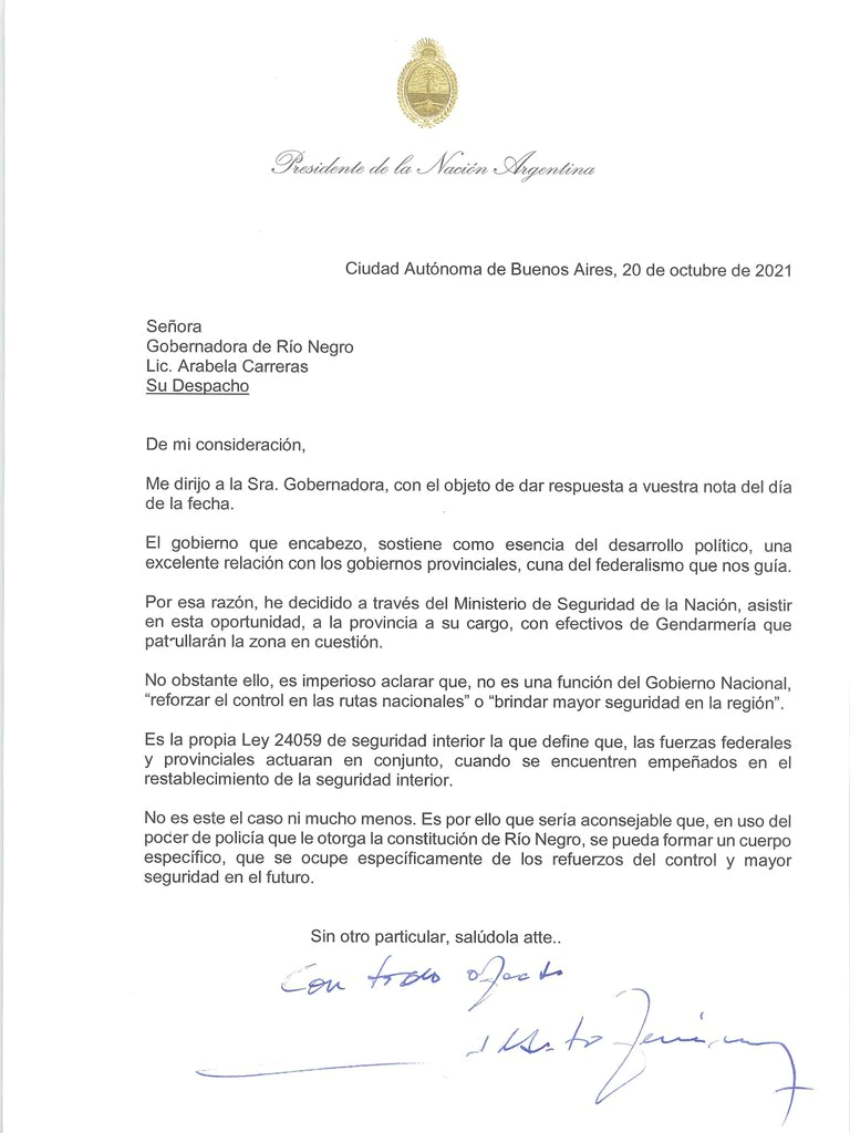 Alberto envía Gendarmes