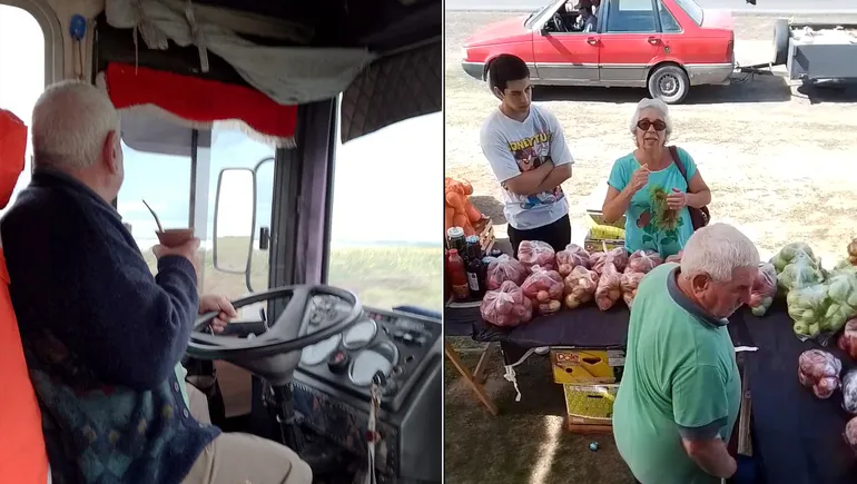 Uno de los viajes de los abuelos por el país vendiendo frutas en Motorhome. Ya no está Paulita... 