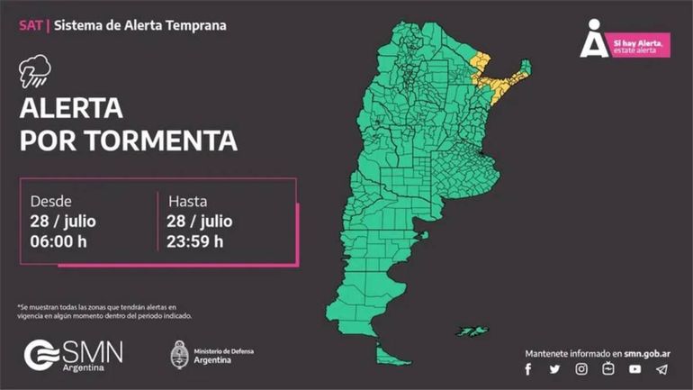 Alerta por frío extremo, tormentas y nevadas en 12 provincias: las zonas afectadas