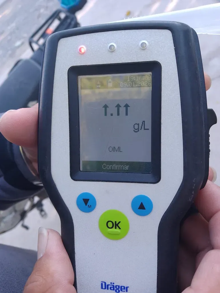 El alcoholímetro no pudo determinar la cantidad de alcohol en sangre. 